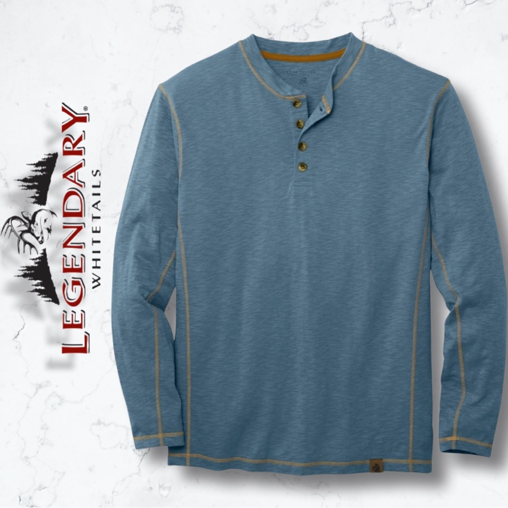 Legendary Whitetails Slub Henley in Blue Mirage | Size US Large | NWT | Cotton |